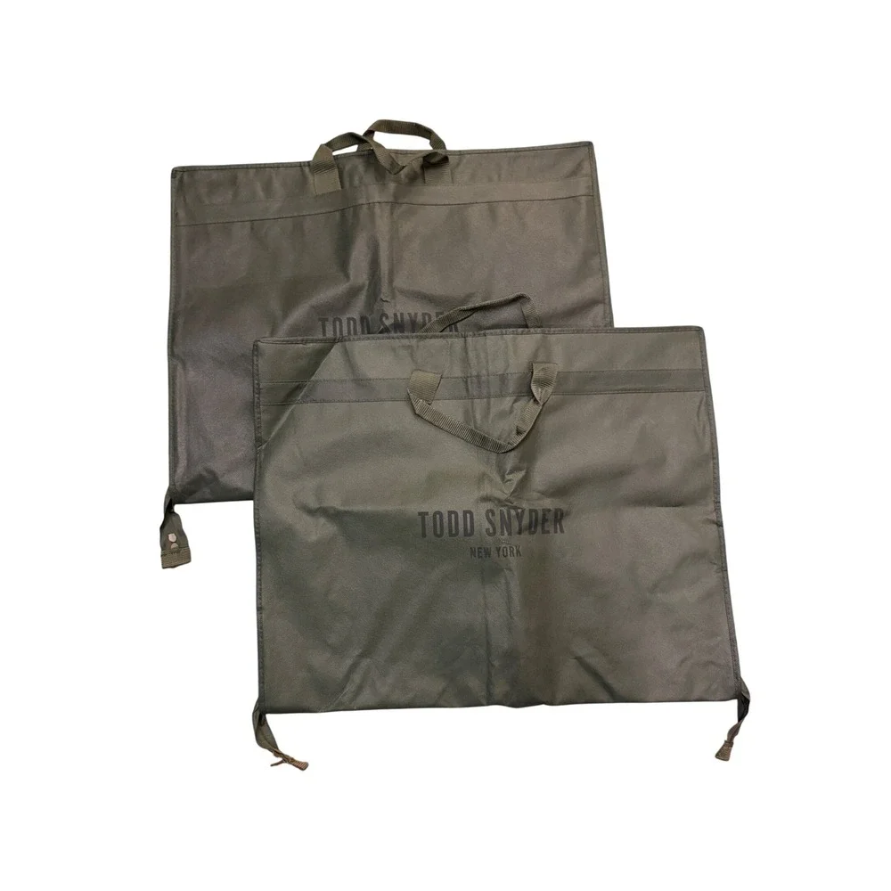 Todd Snyder New York Garment Bags Set of 3 Olive Green & Black Travel Suit Cover